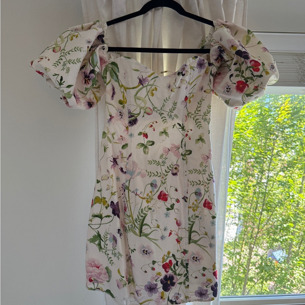 H&M Floral Puff Sleeve Mini Dress - Multicolor